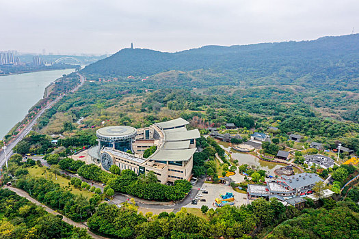 航拍南宁广西民族博物馆广西民族村