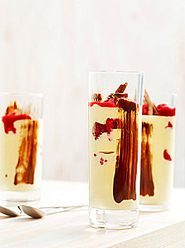 玻璃杯,奶油,树莓,巴伐利亚,德国