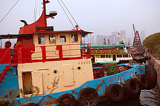船,锚定,蔽护,西部,九龙,香港