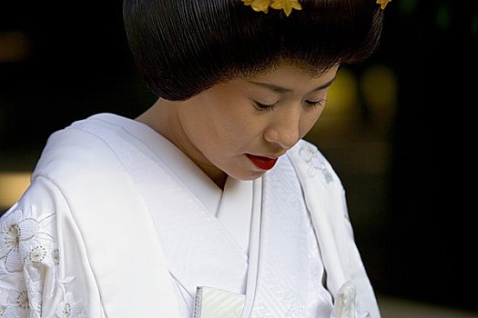 女人,穿,和服,日本