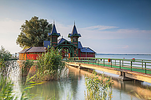 码头,海滩,巴拉顿湖,匈牙利