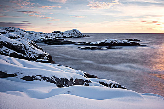 挪威,罗弗敦群岛,海岸,海浪,石头,海洋