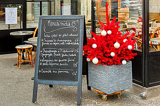 餐馆,菜单,圣诞树,巴黎