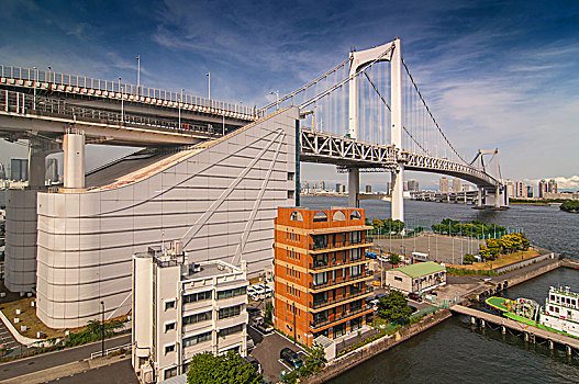 彩虹桥,现代建筑,背景,东京,日本