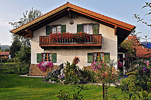 房子,花园,巴伐利亚,德国,欧洲