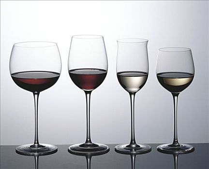 红酒,白葡萄酒,两个,玻璃杯,相互