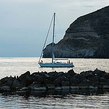 船,航行,那不勒斯湾,伊斯基亚,岛屿,坎帕尼亚区,意大利