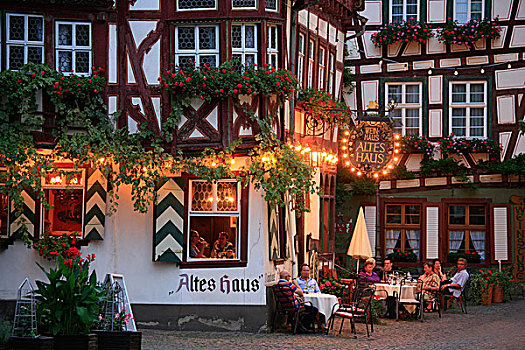 餐馆,巴哈拉赫,莱茵河峡谷,莱茵兰普法尔茨州,德国,欧洲