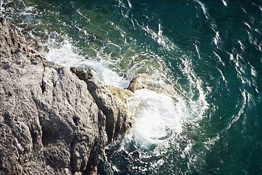 俯拍,岩石构造,海边,阿马尔菲海岸,萨勒诺,坎帕尼亚区,意大利