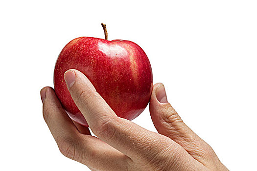 红苹果,手,隔绝,白色背景,背景