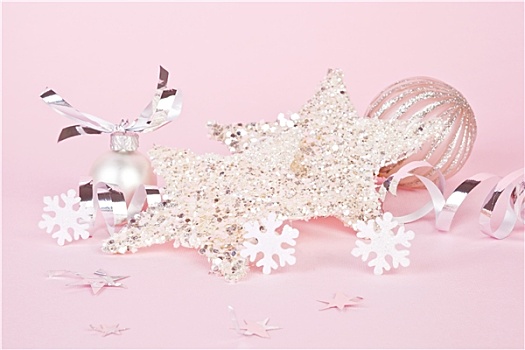 粉色,银,圣诞装饰