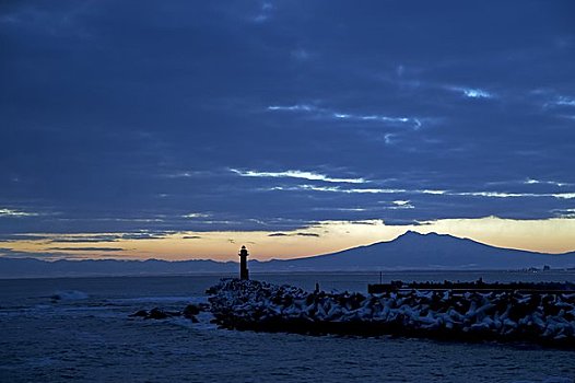 黎明,鄂霍次克海,海洋
