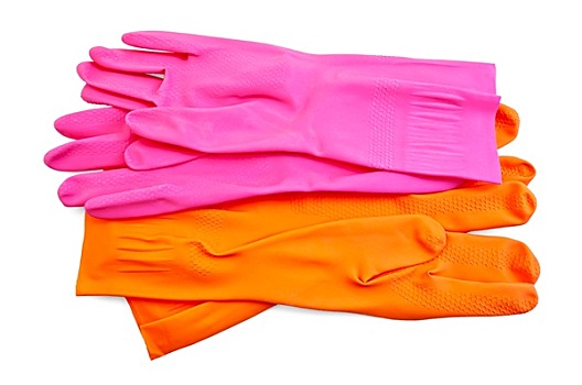 橙色,粉色,橡胶手套
