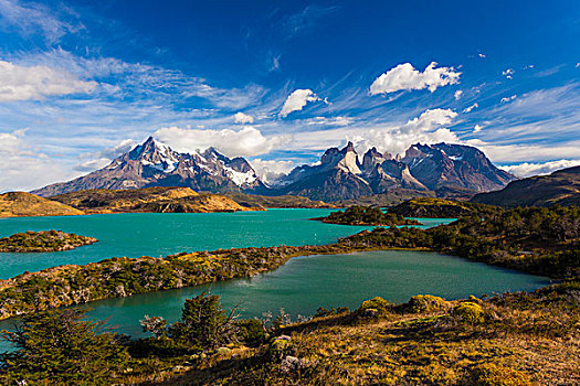 智利,麦哲伦省,区域,托雷德裴恩国家公园,拉哥裴赫湖,早晨,风景