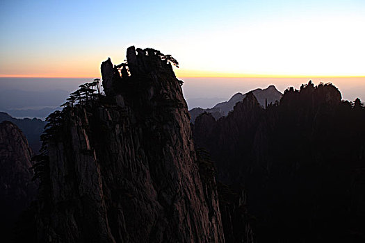 山岳,山顶,日出