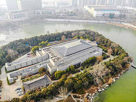 航拍江苏徐州汉文化景区汉兵马俑博物馆