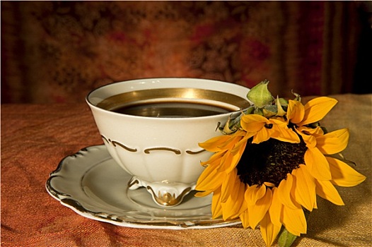 咖啡杯,向日葵