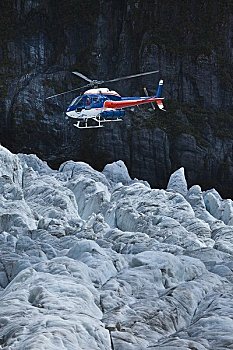 直升飞机,降落,冰河,南岛,新西兰
