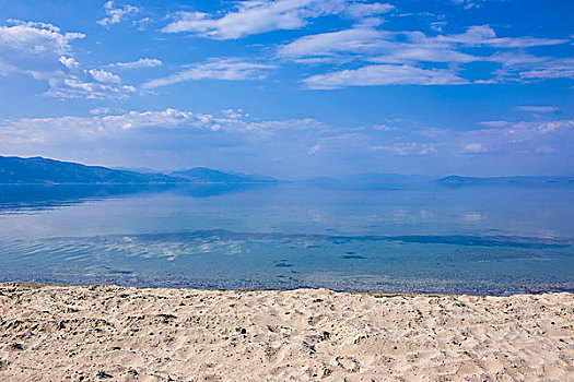 白沙滩,湖,阿尔巴尼亚,欧洲