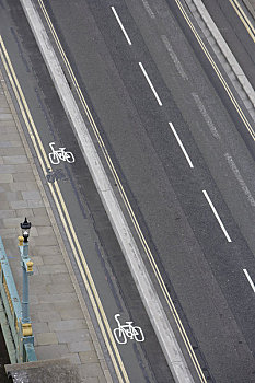 俯拍,道路,自行车道,桥,伦敦,英格兰