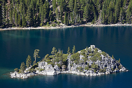 俯拍,岛屿,湖,翡翠湾,州立公园,太浩湖,加利福尼亚,美国