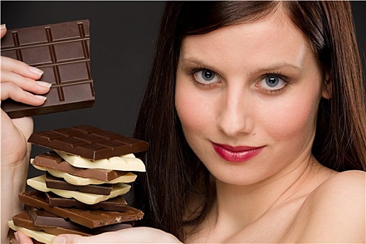 巧克力,头像,健康,女人,享受,甜食
