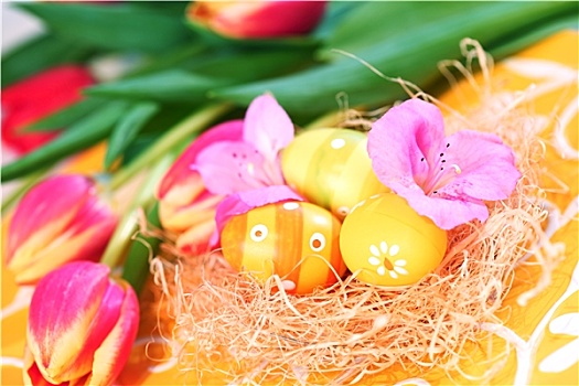 复活节彩蛋,郁金香,春天