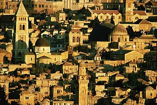 俯拍,教堂,城市,耶路撒冷,以色列
