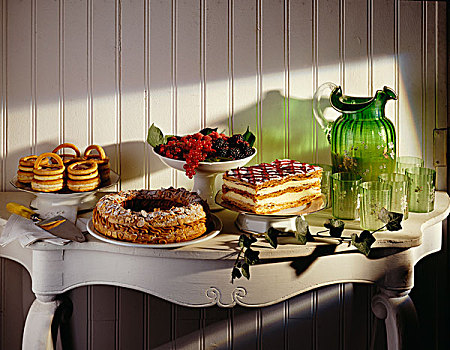 品种,传统,法国,蛋糕,桌子