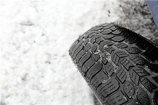 特写,雪,轮胎,积雪,道路