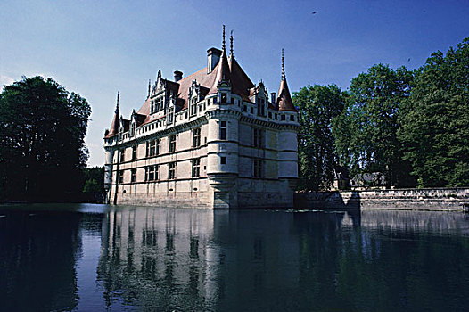城堡,水岸,河,安杰雷城堡,卢瓦尔河谷,法国