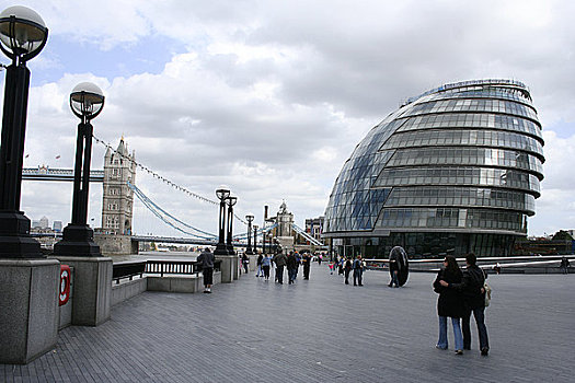 英格兰,伦敦,市政厅,风景,塔桥