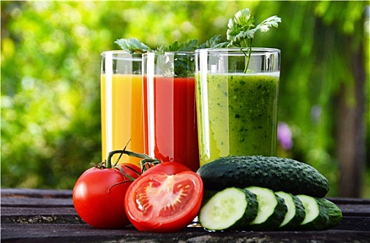 玻璃杯,新鲜,蔬菜汁,花园,饮食