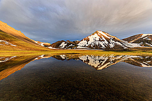 风景,湖,山,冰岛