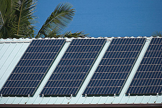 夏威夷,太阳能电池板,电,工业建筑