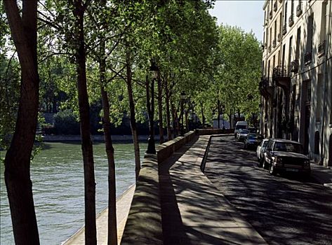 巴黎,街道,长,码头,塞纳河