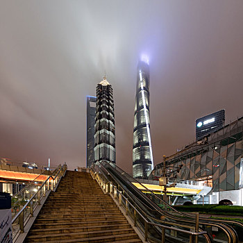 上海陆家嘴夜景,上海夜景无人