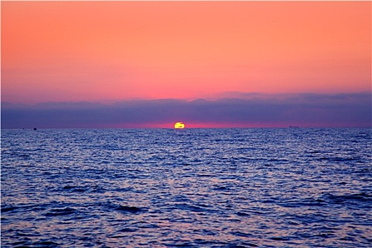 蓝色海洋,日出,太阳,地平线