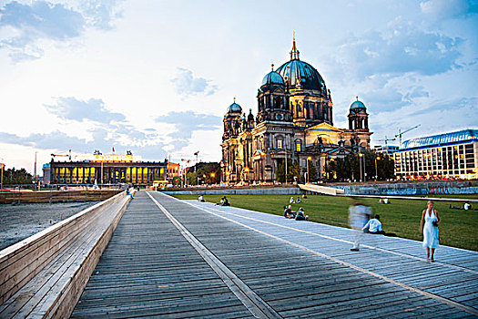风景,柏林大教堂,王宫广场,黄昏,柏林,德国