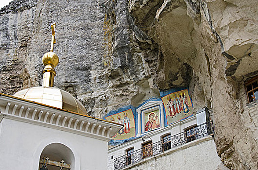 乌克兰,区域,城市,洞穴,寺院,雕刻,山,悬崖,象征,壁画