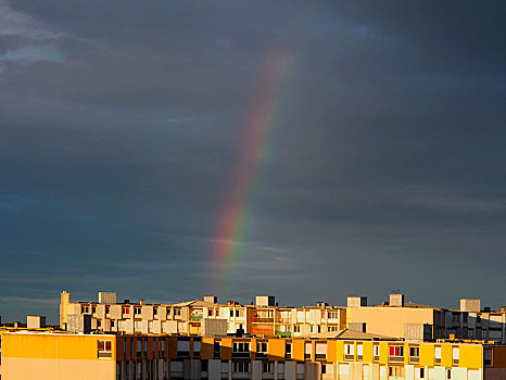 彩虹,楼宇,建筑,法国南部