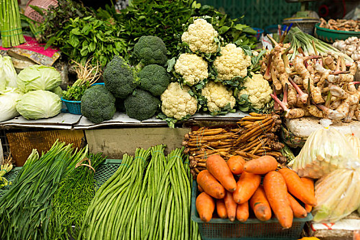 蔬菜,湿,市场