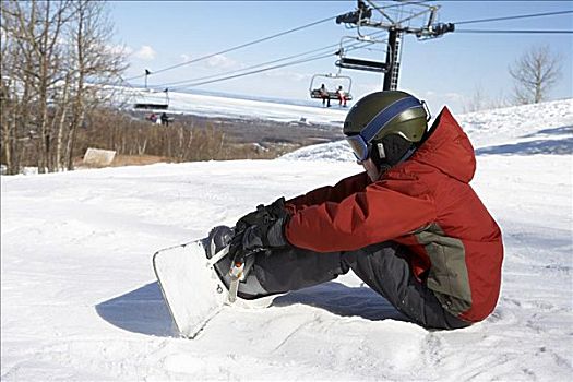男孩,滑雪,山,滑雪板,蓝色,安大略省,加拿大
