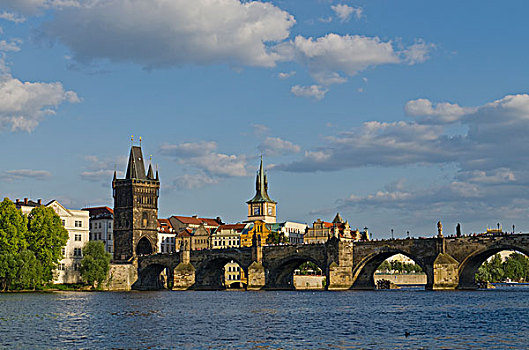 查理大桥,伏尔塔瓦河,布拉格,捷克共和国,欧洲