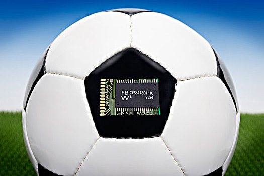 足球,电脑芯片,象征,科技