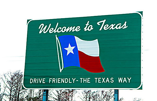 德克萨斯,边界,标识,路易斯安那,州际,驾驶,友好,旗帜