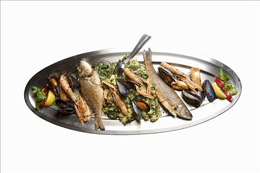 海鲜食品,贻贝,挪威海蛰虾