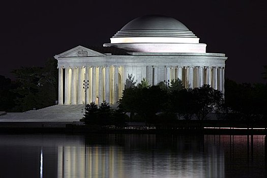 美国,华盛顿,华盛顿特区,杰佛逊纪念馆,光亮,夜晚