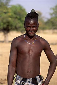 辛巴族,男人,肖像,考科韦尔德,纳米比亚,非洲
