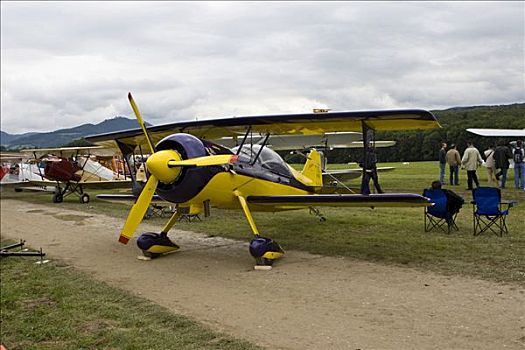 双翼飞机,特技飞行,大,旧式,飞机,会面,巴登符腾堡,德国